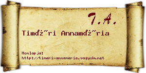 Timári Annamária névjegykártya
